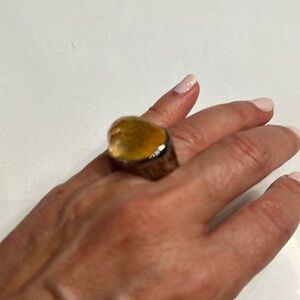Silver Ring with Amber Stone